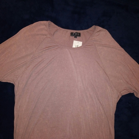 POL Distressed Pinkish Tan Tunic with Lace - Picture 8 of 10